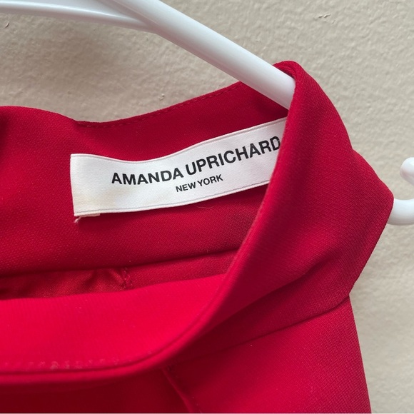 Amanda Uprichard Haven Dress Bright Red Flutter Sleeve Off Shoulder Size M - Picture 6 of 8